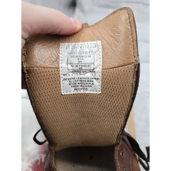 Florsheim Crossover Steel Toe Leather Work Shoes Sneaker in Cognac Mens 13 D